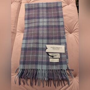NWT James Pringle Wool Blue and Purple Plaid Scarf Unisex